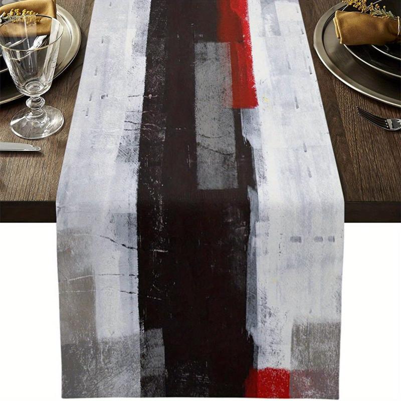 Abstract Art Geometric Table Runner Rustic Farmhouse Style