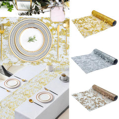 Polyester Table Runner With Foil Stamping Sequin Glitter Metallic Foil