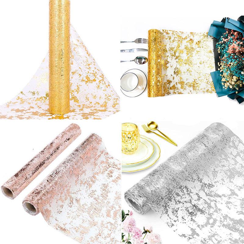 Polyester Table Runner With Foil Stamping Sequin Glitter Metallic Foil