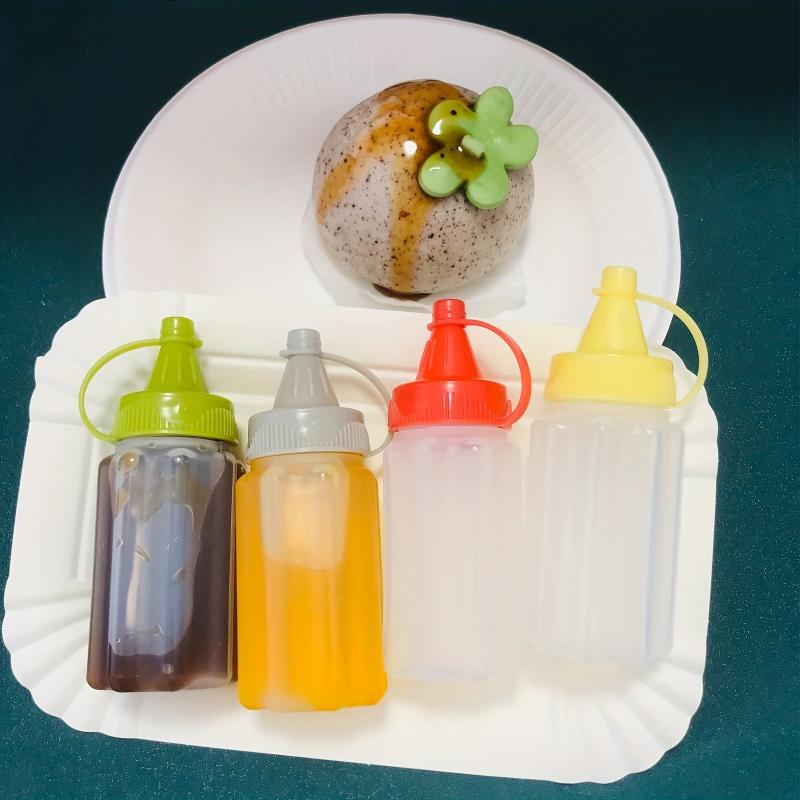 4Pcs Mini Squeeze Bottles Refillable Condiment Dispenser with Flip Top