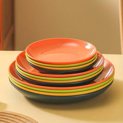 4pcs Reusable Plastic Dinner Plates, BPA-Free, Indoor/Outdoor Multifunctional