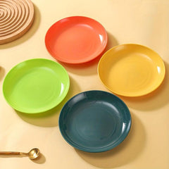 4pcs Reusable Plastic Dinner Plates, BPA-Free, Indoor/Outdoor Multifunctional