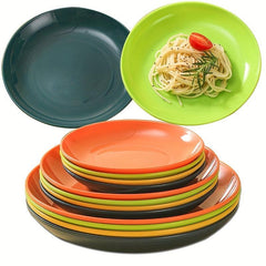 4pcs Reusable Plastic Dinner Plates, BPA-Free, Indoor/Outdoor Multifunctional