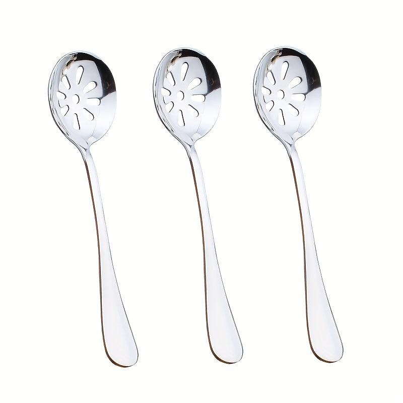 6pcs Slotted Serving Spoons Stainless Steel Buffet Restaurant Dinner Spoon