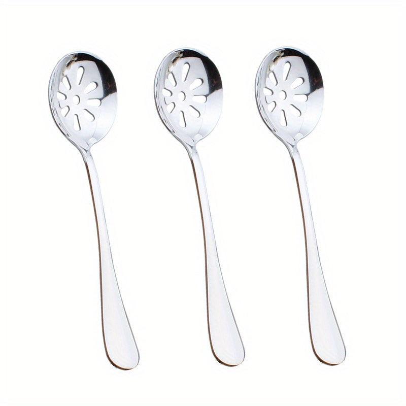 6pcs Slotted Serving Spoons Stainless Steel Buffet Restaurant Dinner Spoon