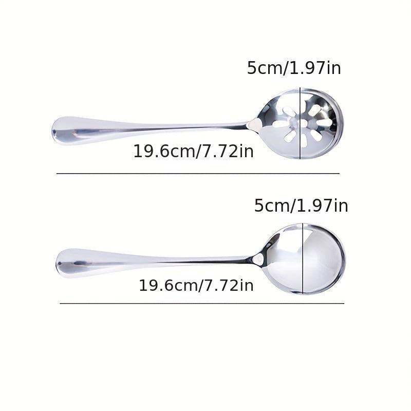 6pcs Slotted Serving Spoons Stainless Steel Buffet Restaurant Dinner Spoon