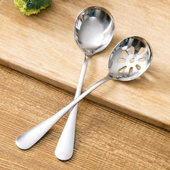 6pcs Slotted Serving Spoons Stainless Steel Buffet Restaurant Dinner Spoon