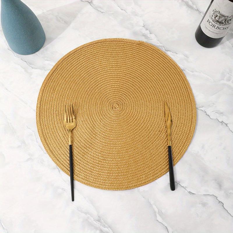 6pcs PP Woven Placemat Round Solid Table Mat Heat Insulation Non slip