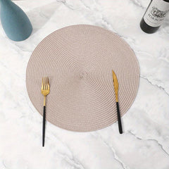 6pcs PP Woven Placemat Round Solid Table Mat Heat Insulation Non slip