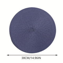 6pcs PP Woven Placemat Round Solid Table Mat Heat Insulation Non slip