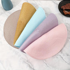 6pcs PP Woven Placemat Round Solid Table Mat Heat Insulation Non slip