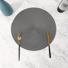 6pcs PP Woven Placemat Round Solid Table Mat Heat Insulation Non slip