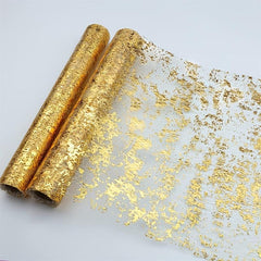 Golden Sequin Foil Metallic Mesh Table Runner