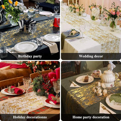 Golden Sequin Foil Metallic Mesh Table Runner