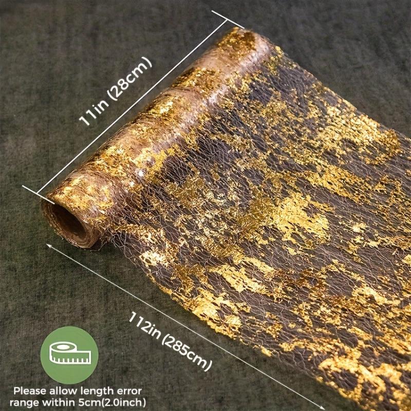 Golden Sequin Foil Metallic Mesh Table Runner
