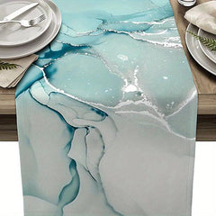 Sea Beach Linen Table Runner Summer Style Printed Waterproof Stain Resistant