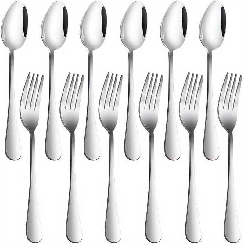 12pcs Stainless Steel Salad Spoon Dessert Fork Set