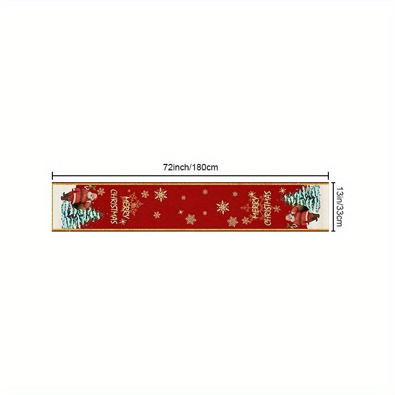 Linen Table Runner Santa Claus Pattern Christmas Table Runner