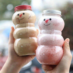 5pcs Christmas Drink Bottle Juice Bottles With Caps Plastic Bottles With Caps