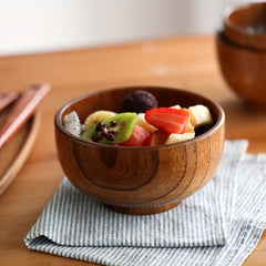 1pc Acid Jujube Wood Bowl Anti-scalding Anti-fall Retro Camping Tableware