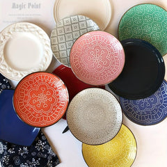 1pc Ceramic Dinner Plate Round Plate for Serving Fruit or Pasta
