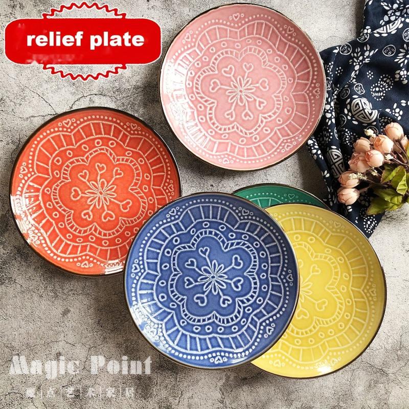 1pc Ceramic Dinner Plate Round Plate for Serving Fruit or Pasta