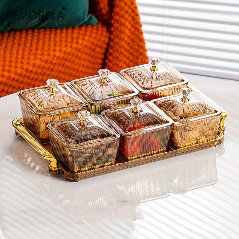 6 Grids Dried Fruit Salad Snack Plate Nordic Dessert Jar Dish Food Storage Box