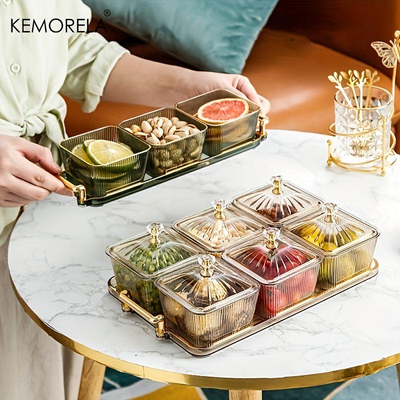 6 Grids Dried Fruit Salad Snack Plate Nordic Dessert Jar Dish Food Storage Box