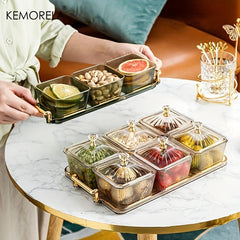 6 Grids Dried Fruit Salad Snack Plate Nordic Dessert Jar Dish Food Storage Box