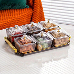 6 Grids Dried Fruit Salad Snack Plate Nordic Dessert Jar Dish Food Storage Box
