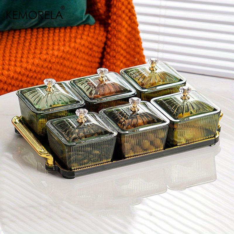 6 Grids Dried Fruit Salad Snack Plate Nordic Dessert Jar Dish Food Storage Box