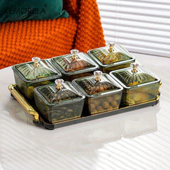 6 Grids Dried Fruit Salad Snack Plate Nordic Dessert Jar Dish Food Storage Box