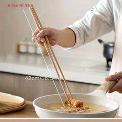 Extra Long Wooden Chopsticks Polished Beech Wood Anti-slip Kitchen Cooking Tools