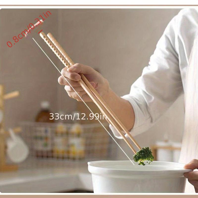 Extra Long Wooden Chopsticks Polished Beech Wood Anti-slip Kitchen Cooking Tools