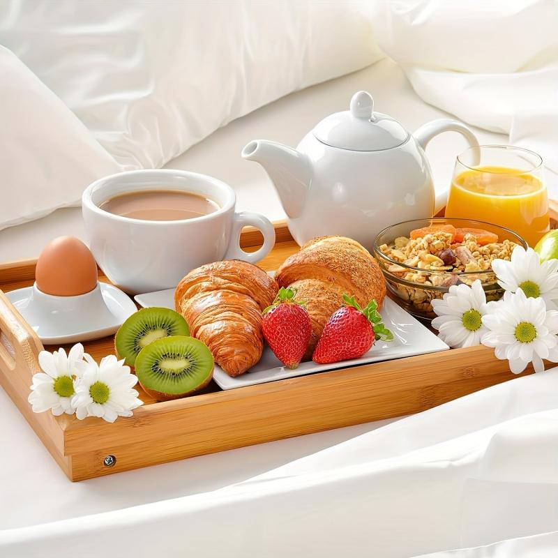 Bamboo Bed Tray For Eating Breakfast Foldable Serving Tray