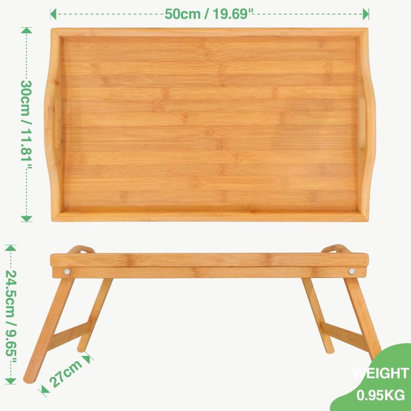 Bamboo Bed Tray For Eating Breakfast Foldable Serving Tray