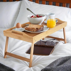 Bamboo Bed Tray For Eating Breakfast Foldable Serving Tray