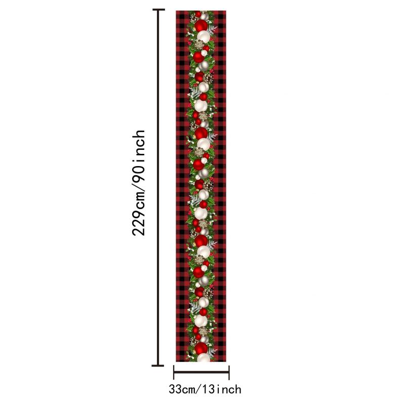 Christmas Table Runner Red Plaid Print Polyester Festive Holiday Decoration