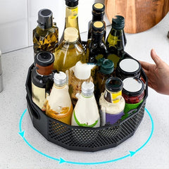 Rotating Kitchen Spice Rack Seasoning Bottle Tray Organizer
