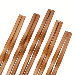 5 Pairs Bamboo Chopsticks Set 9.4in Chinese Style Carbonized Pointed Tab