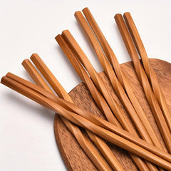 5 Pairs Bamboo Chopsticks Set 9.4in Chinese Style Carbonized Pointed Tab
