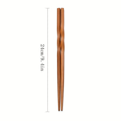 5 Pairs Bamboo Chopsticks Set 9.4in Chinese Style Carbonized Pointed Tab