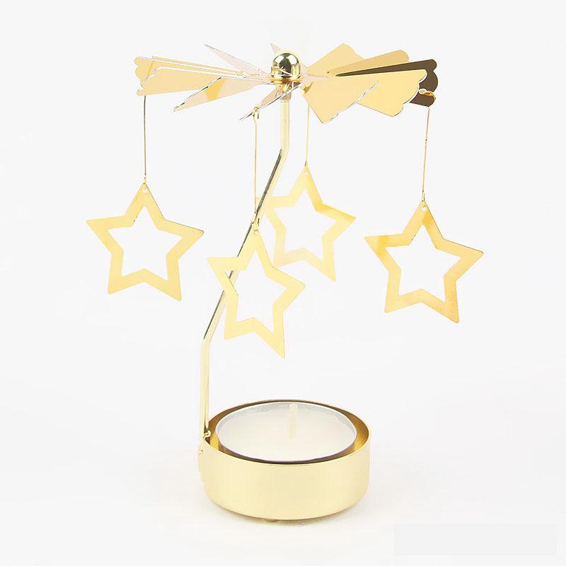 Golden Carousel Candle Spinner Tea Light Holder Christmas Party Decor