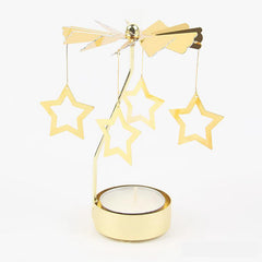 Golden Carousel Candle Spinner Tea Light Holder Christmas Party Decor