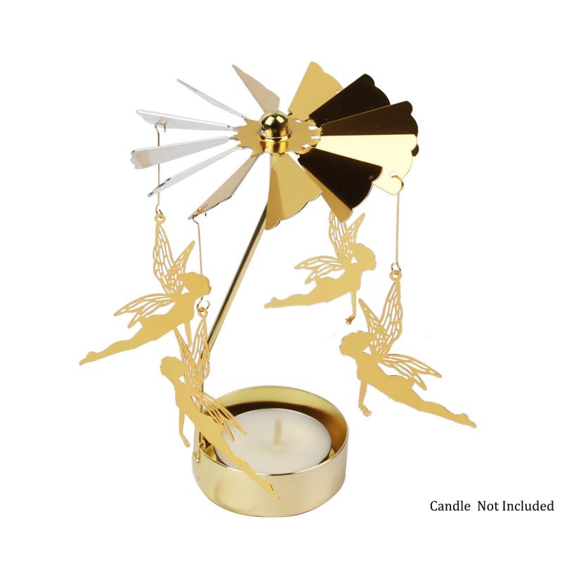 Golden Carousel Candle Spinner Tea Light Holder Christmas Party Decor
