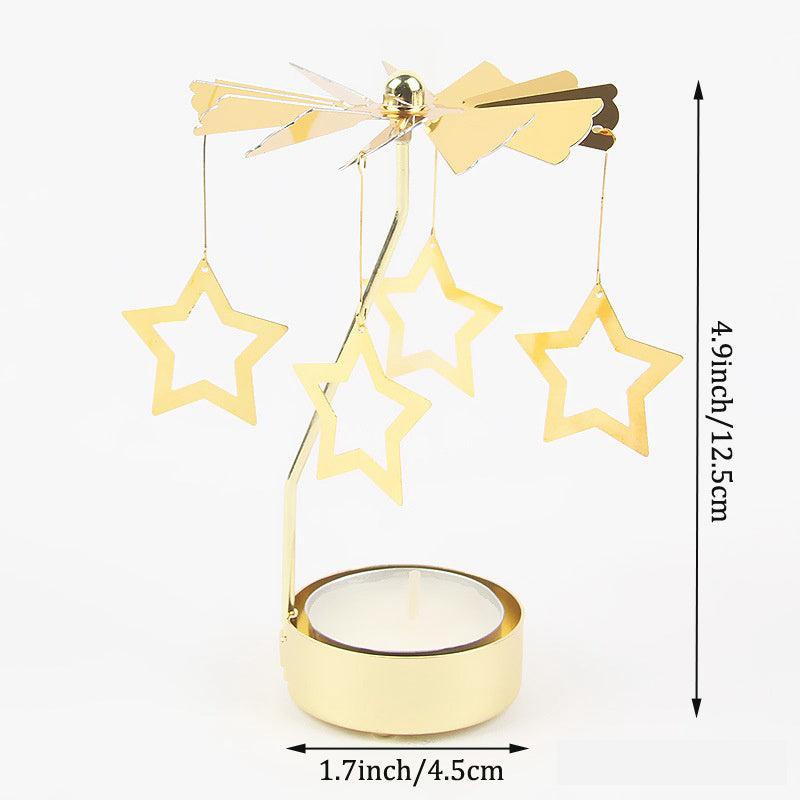 Golden Carousel Candle Spinner Tea Light Holder Christmas Party Decor