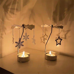 Golden Carousel Candle Spinner Tea Light Holder Christmas Party Decor