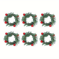 Plastic Napkin Ring Christmas Red Fruit Pine Needle Wreath Napkin Buckle