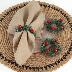Plastic Napkin Ring Christmas Red Fruit Pine Needle Wreath Napkin Buckle
