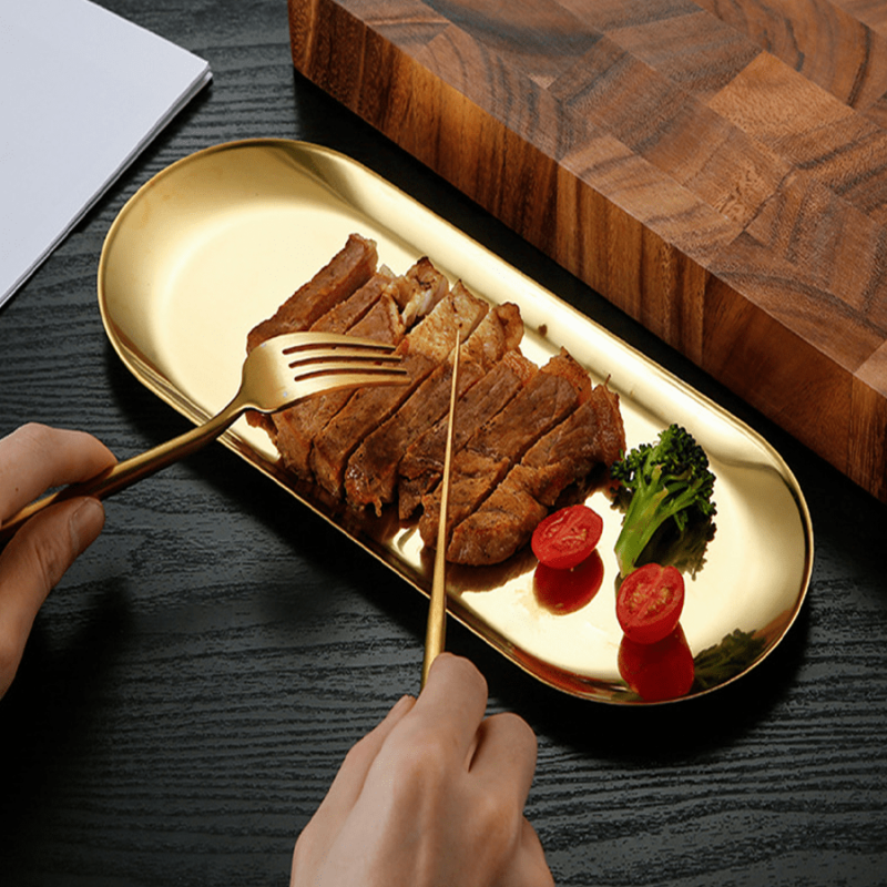 Stainless Steel Oval Tray for Desserts and French Fries